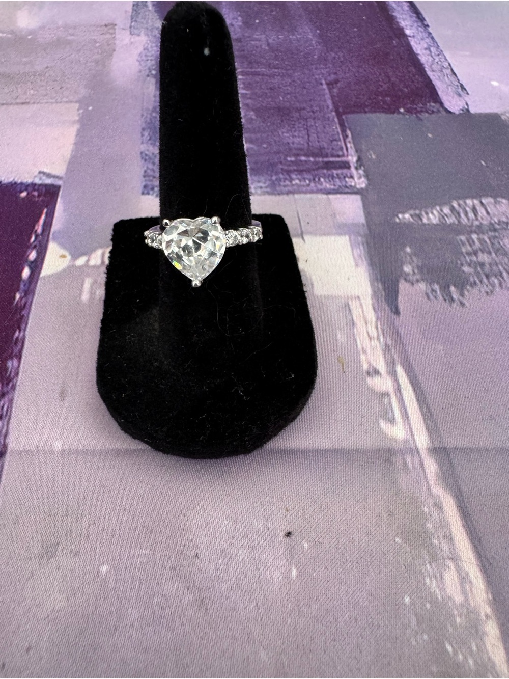 Heart-Cut Clear Crystal Ring - Sterling Silver